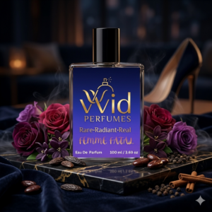 A bottle of Carolina Herrera Good Girl, shaped like a high heel, surrounded by dark, glamorous elements, reflecting its bold and seductive fragrance.