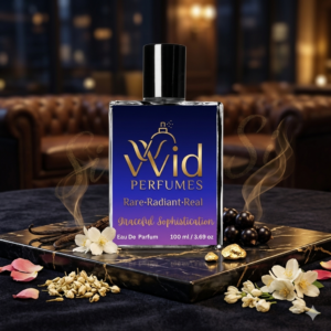 A bottle of Graceful Sophistication perfume, elegantly designed with soft florals and a delicate color palette, symbolizing its refined and timeless fragrance.