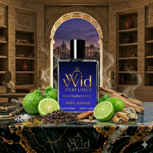 A bottle of Dior Sauvage surrounded by rugged, natural elements, symbolizing its bold, fresh, and woody fragrance.