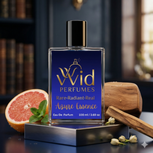 A bottle of Chanel De Bleu perfume surrounded by soft light, highlighting its sophisticated and invigorating scent.