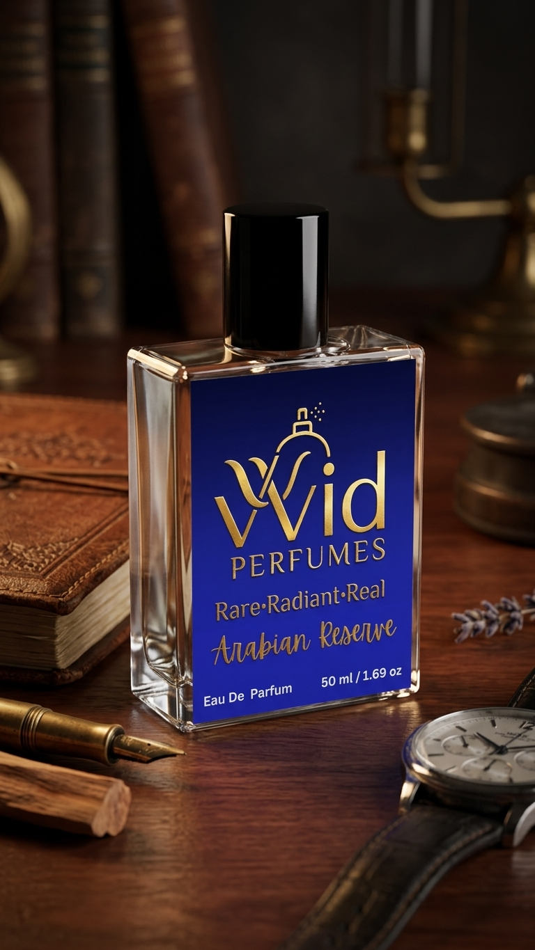 Arabian Reserve Perfume by VVID Perfumes featuring a luxurious Middle Eastern fragrance with rich oud, amber, spices, and long-lasting woody notes.