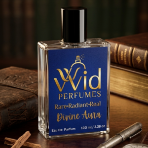 Divine Aura Perfume by VVID Perfumes featuring elegant floral notes, soft musk, warm vanilla, and a long-lasting luxurious fragrance.