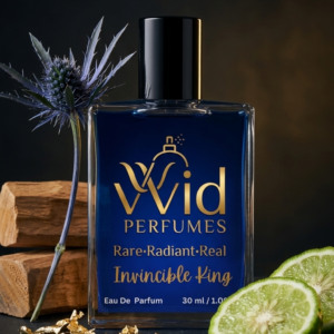 Invincible King Perfume by VVID Perfumes, a bold and masculine fragrance featuring fresh citrus, aromatic spices, woody accords, and long-lasting performance.
