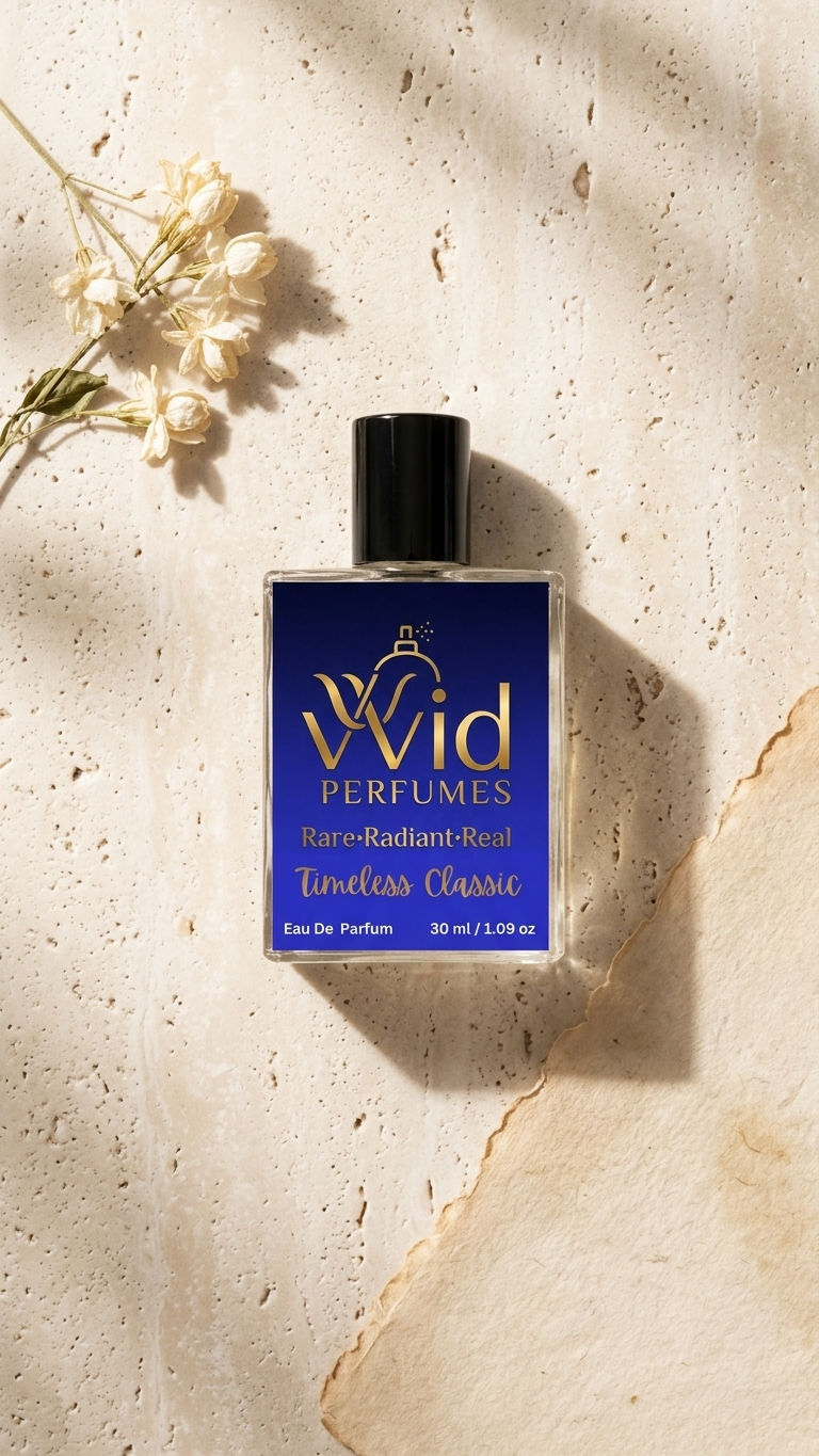 Timeless Classic Perfume by VVID Perfumes featuring refined citrus, aromatic spices, woody notes, and a sophisticated long-lasting fragrance.