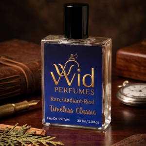 Timeless Classic Perfume by VVID Perfumes featuring refined citrus, aromatic spices, woody notes, and a sophisticated long-lasting fragrance.
