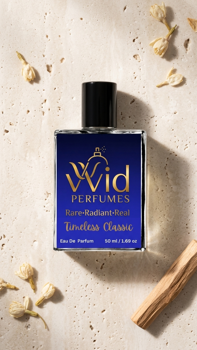 Timeless Classic Perfume by VVID Perfumes featuring refined citrus, aromatic spices, woody notes, and a sophisticated long-lasting fragrance.