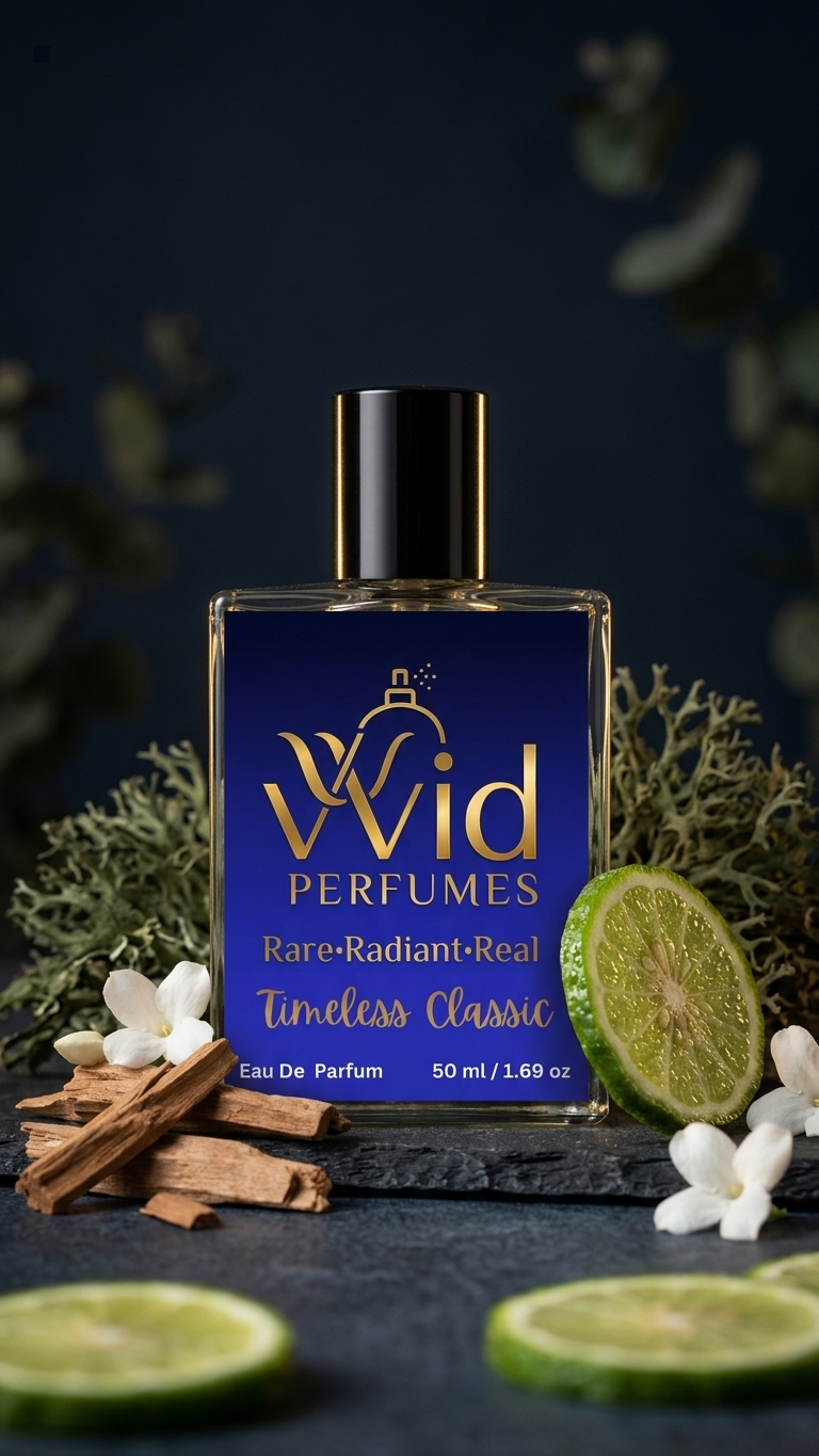 Timeless Classic Perfume by VVID Perfumes featuring refined citrus, aromatic spices, woody notes, and a sophisticated long-lasting fragrance.