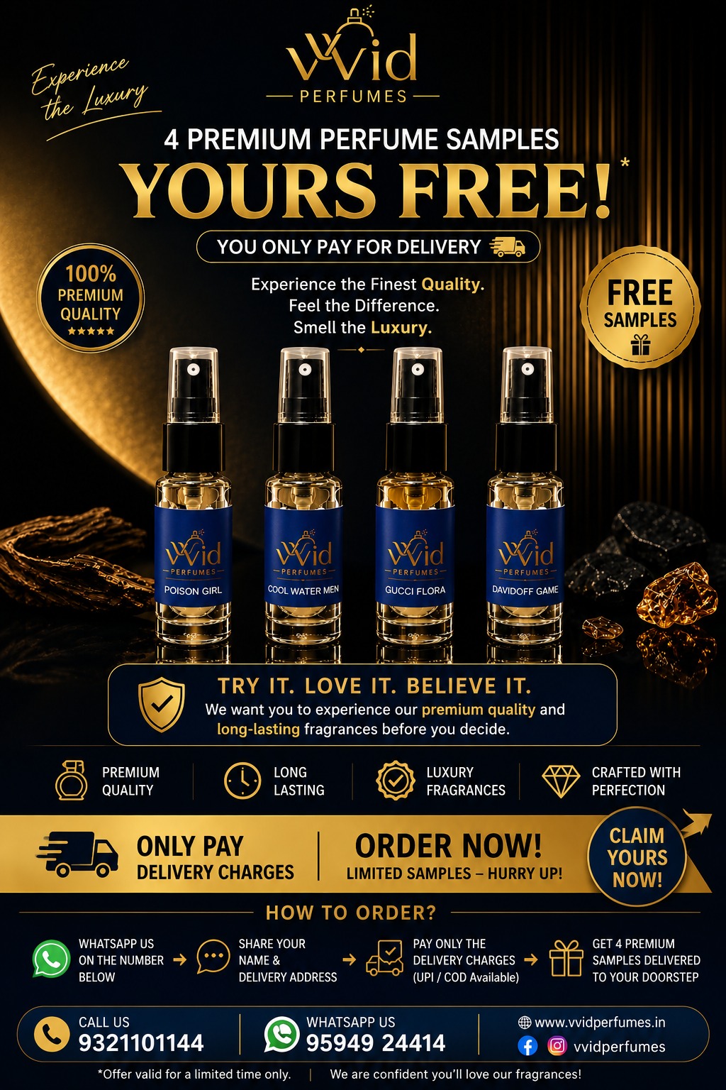 4 premium perfume samples